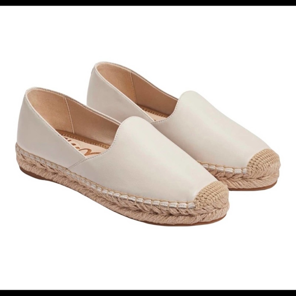 Sam Edelman Kesia Espadrille Off White Leather Flats Size 9 New With Tags - Picture 2 of 14